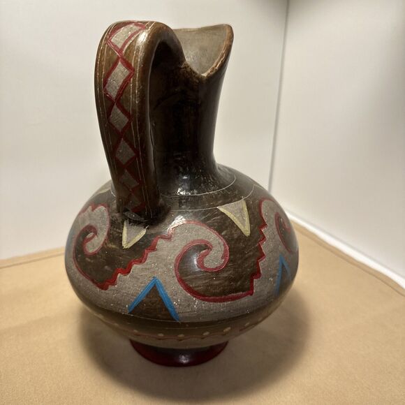 Hand Painted Pottery Pitcher Vase Southwest Style‎ Home Decor - Picture 4 of 16